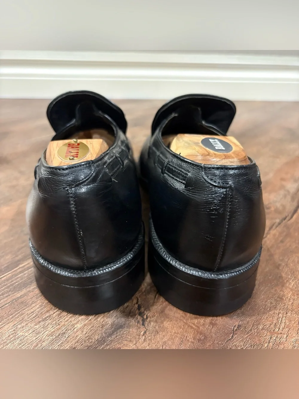 Vintage Made In USA Black Leather Slip On Dress Shoes Sears Loafers Mens 10D